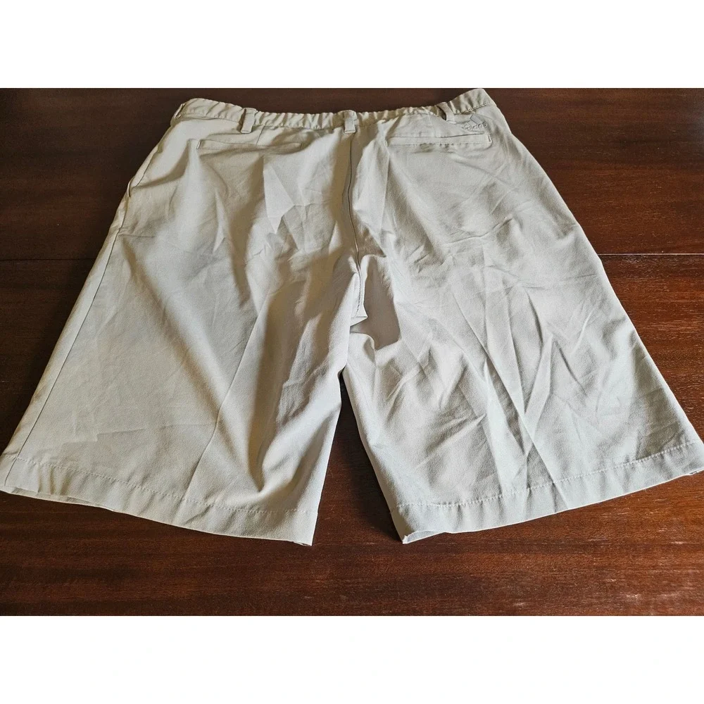 Adidas Golf Shorts Men 36 Tan Khaki Flat Front Stretch Performance